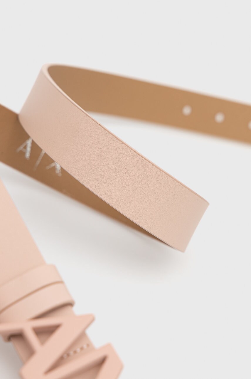 

Шкіряний ремінь Armani Exchange жіночий колір бежевий