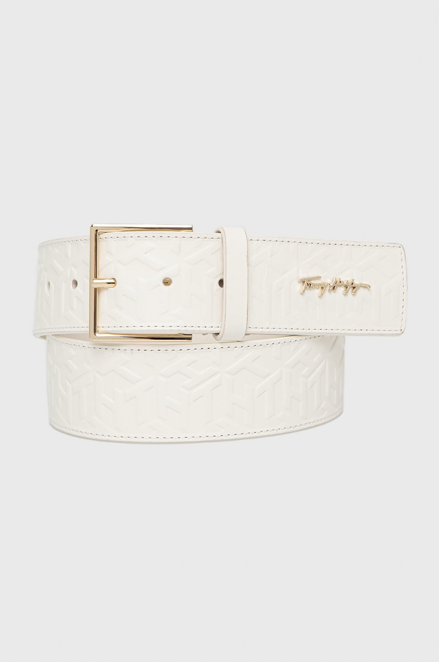 

Кожен колан Tommy Hilfiger Signature Monogram дамски в бежово, Бежов