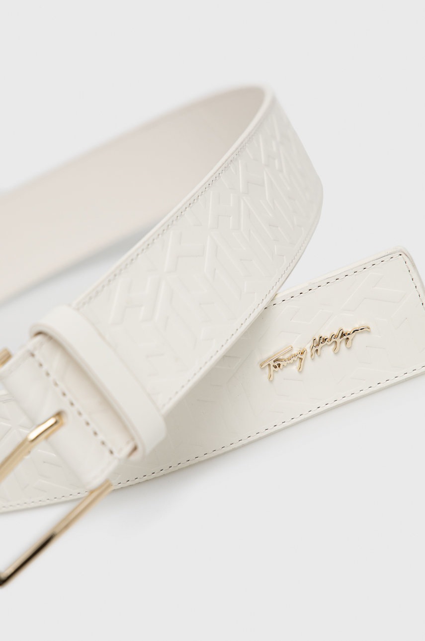 

Кожаный ремень Tommy Hilfiger Signature Monogram женский цвет бежевый