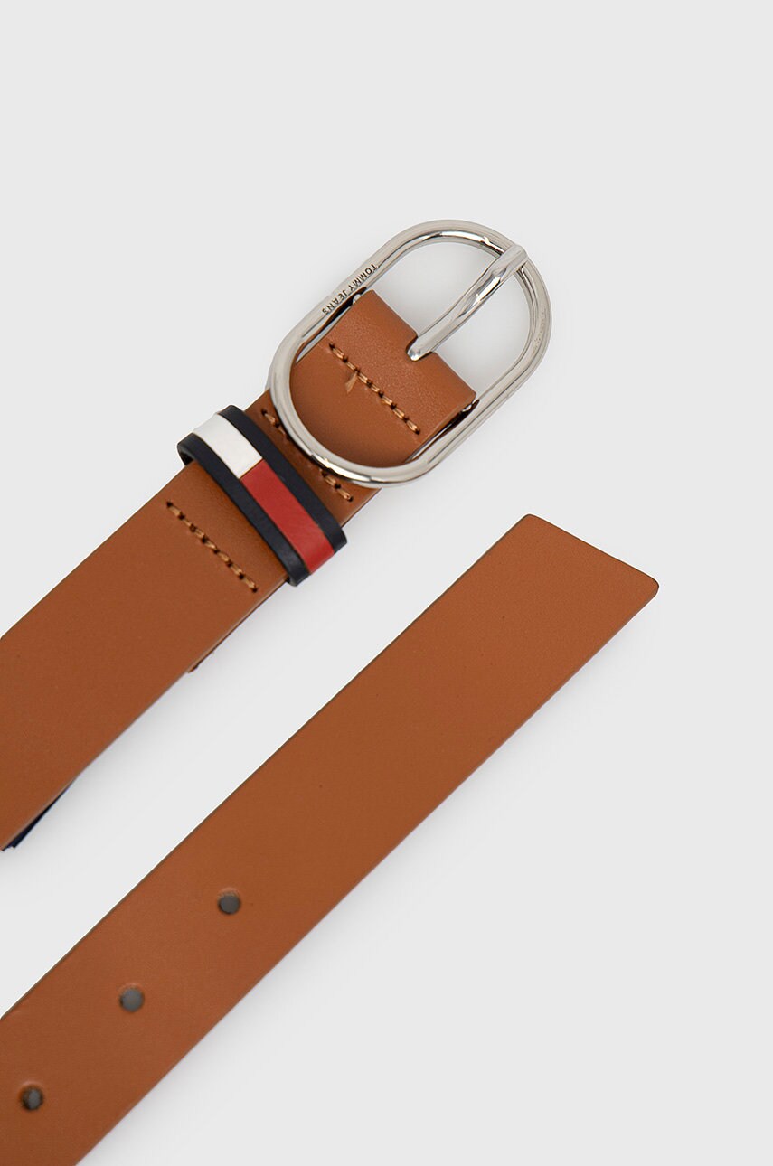 

Шкіряний ремінь Tommy Jeans жіночий колір коричневий