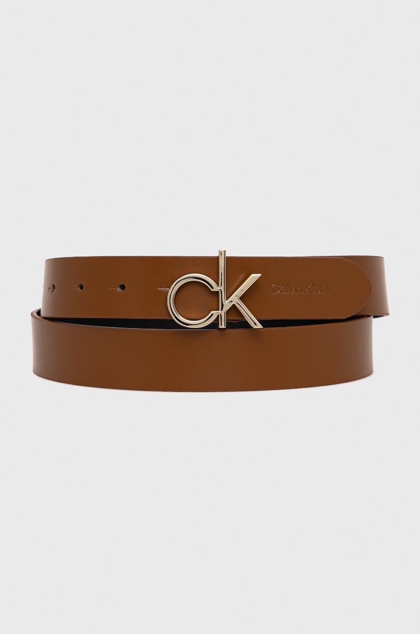 

Кожен колан Calvin Klein дамски в кафяво, Кафяв