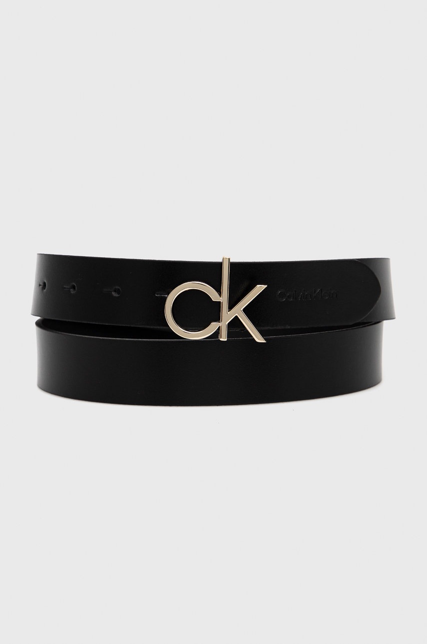 

Кожен колан Calvin Klein дамски в черно, Черен