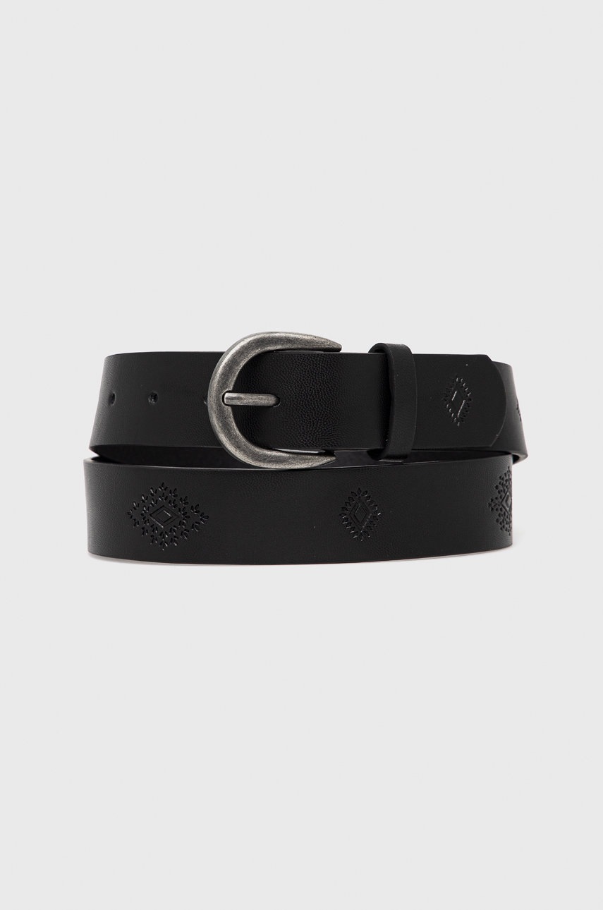 Desigual curea de piele femei, culoarea negru