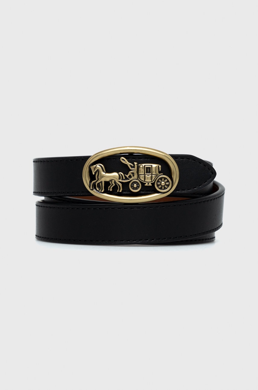

Кожен колан с две лица Coach дамски в черно, Черен