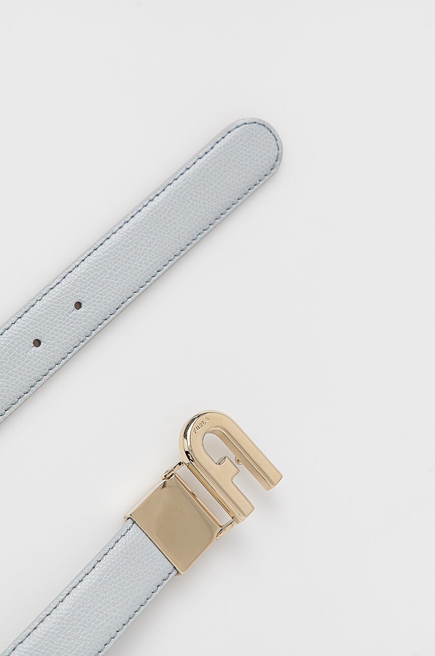 

Шкіряний ремінь Furla жіночий колір бежевий