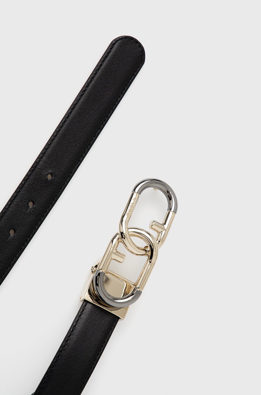 

Шкіряний ремінь Furla жіночий колір чорний