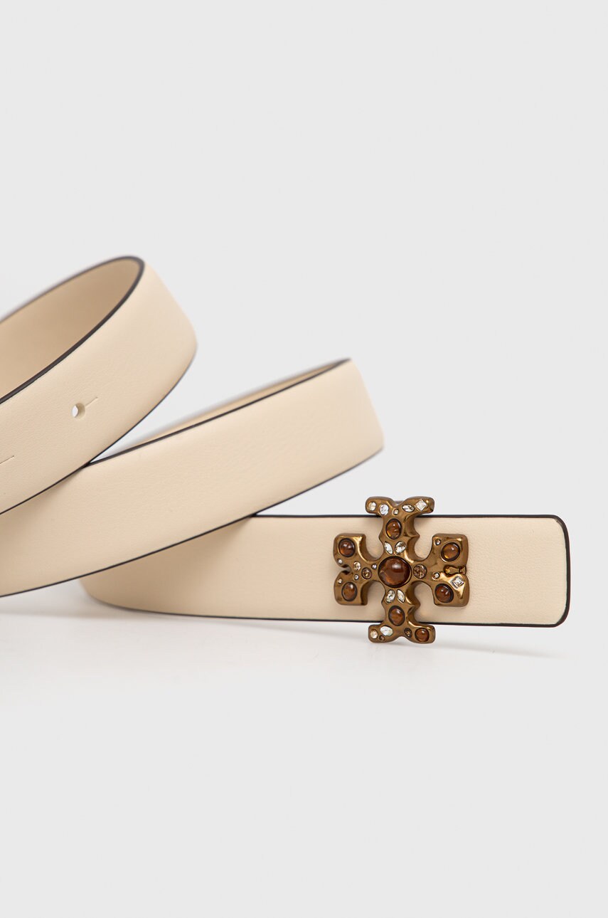 

Шкіряний ремінь Tory Burch жіночий колір кремовий
