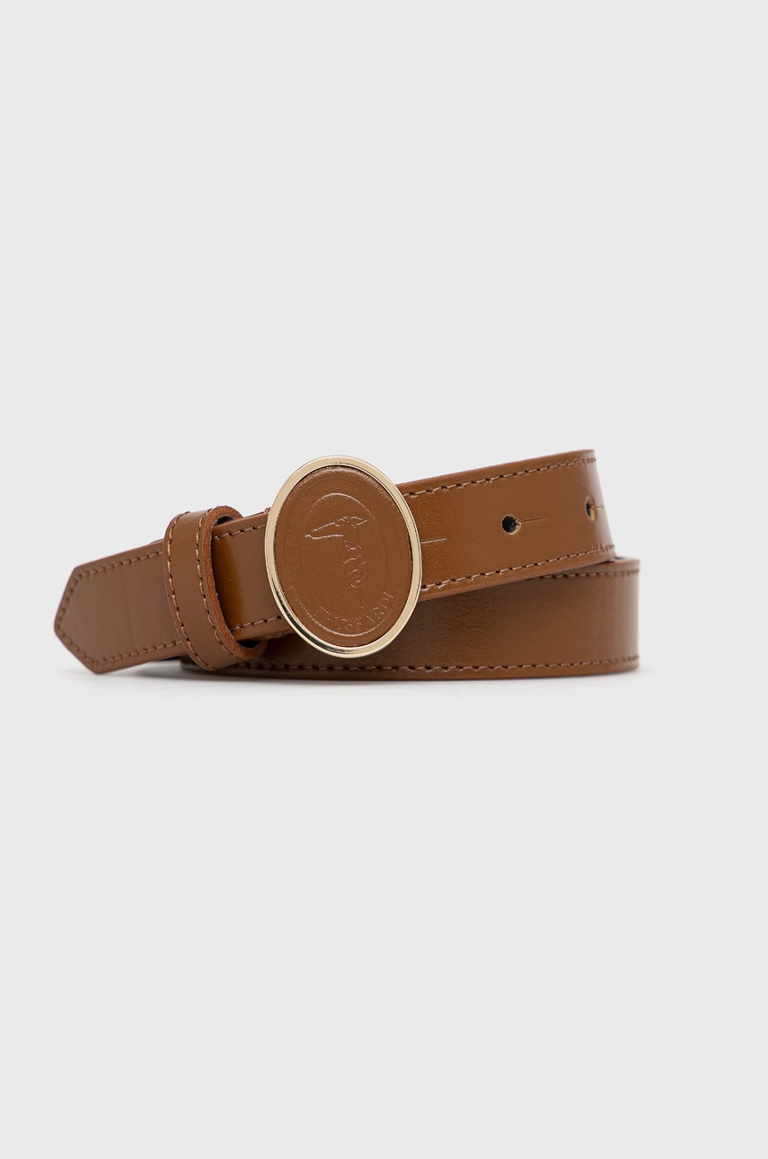 Trussardi curea de piele femei, culoarea maro