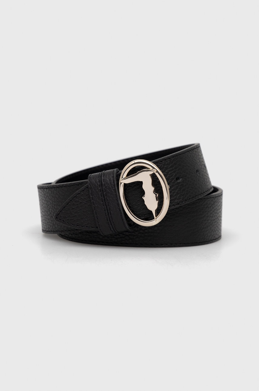 Trussardi curea de piele femei, culoarea negru