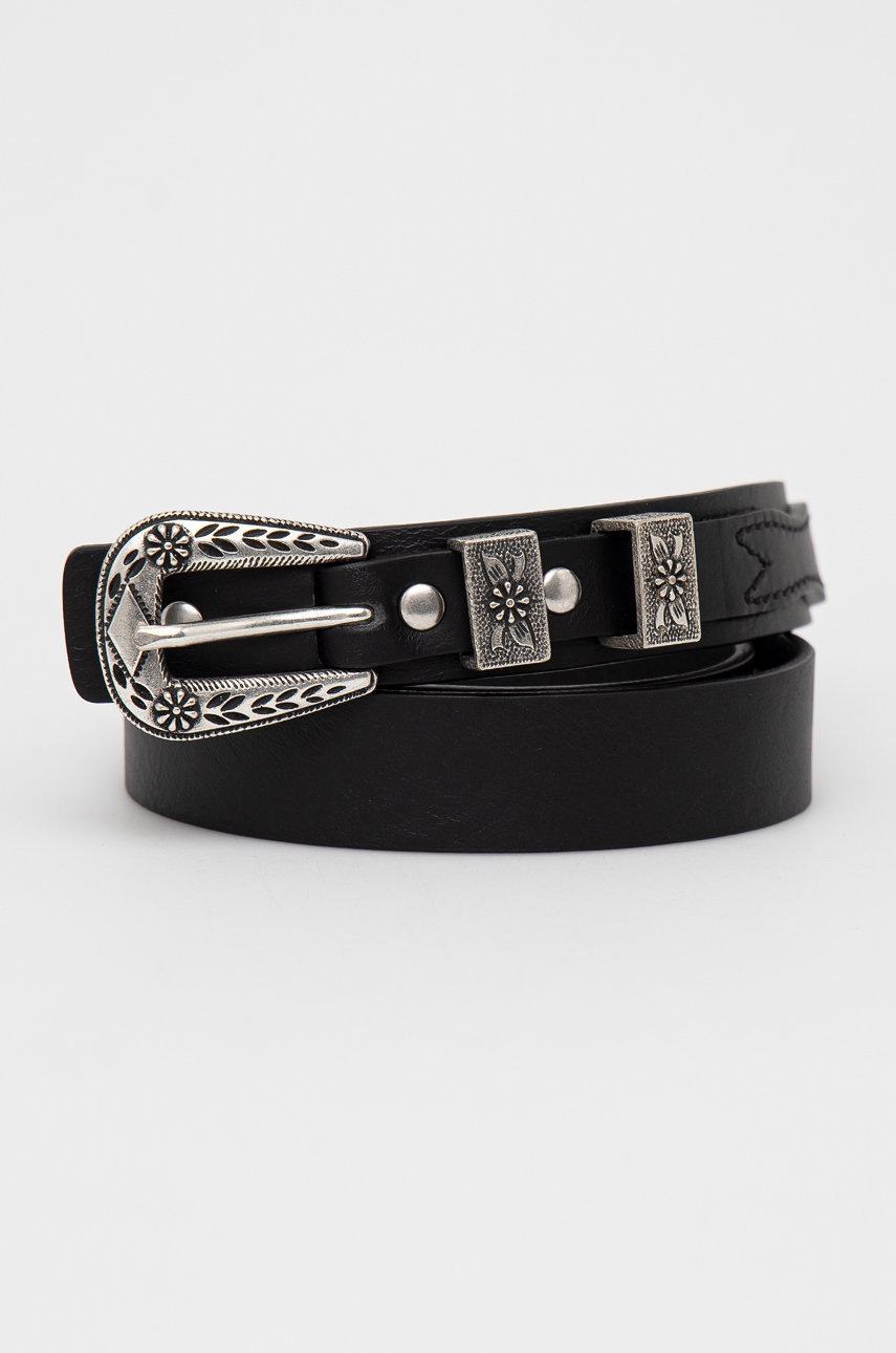 

Кожен колан The Kooples дамски в черно, Черен