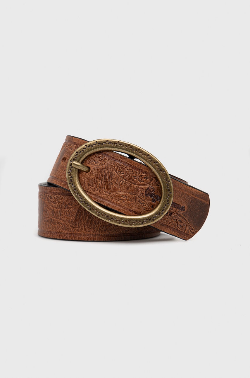 Pepe jeans curea de piele jady belt femei, culoarea maro