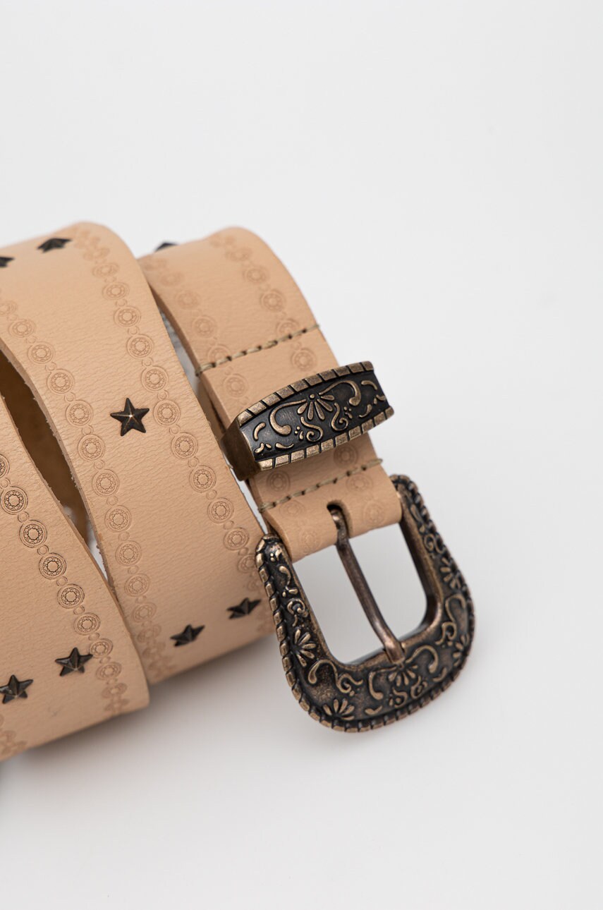 

Шкіряний ремінь Pepe Jeans Mary Belt жіночий колір бежевий