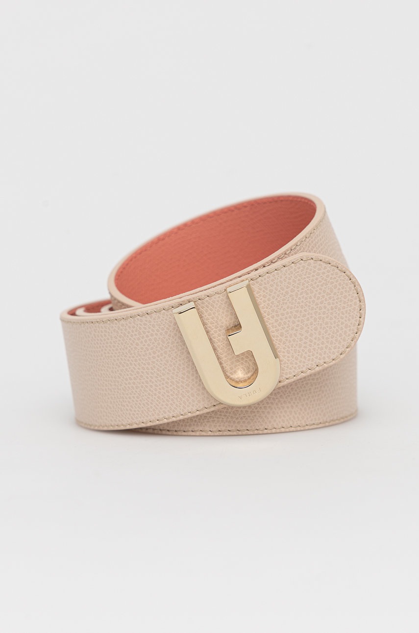 

Кожен колан с две лица Furla дамски в розово, Розов