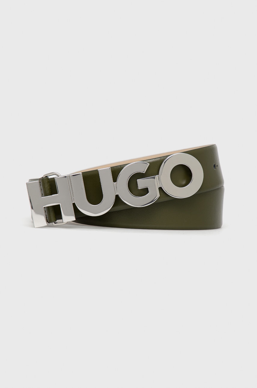 HUGO curea de piele femei, culoarea verde 50470629