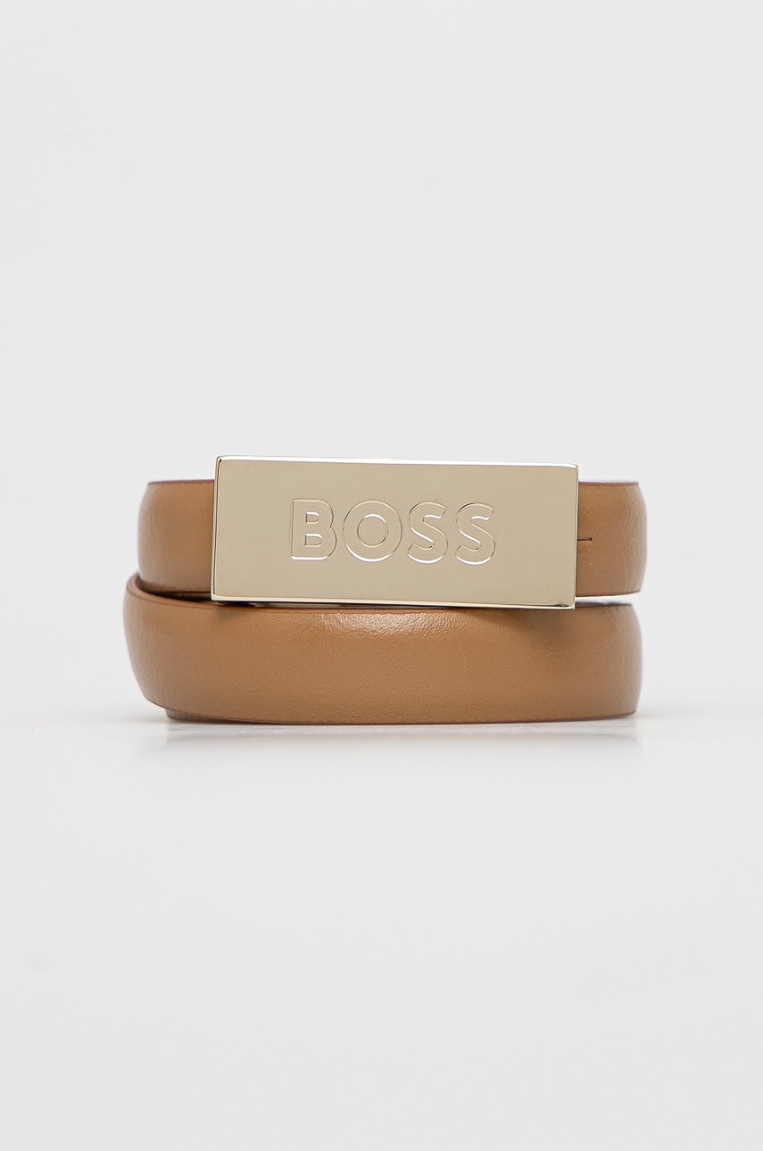 Boss Curea De Piele Femei, Culoarea Maro