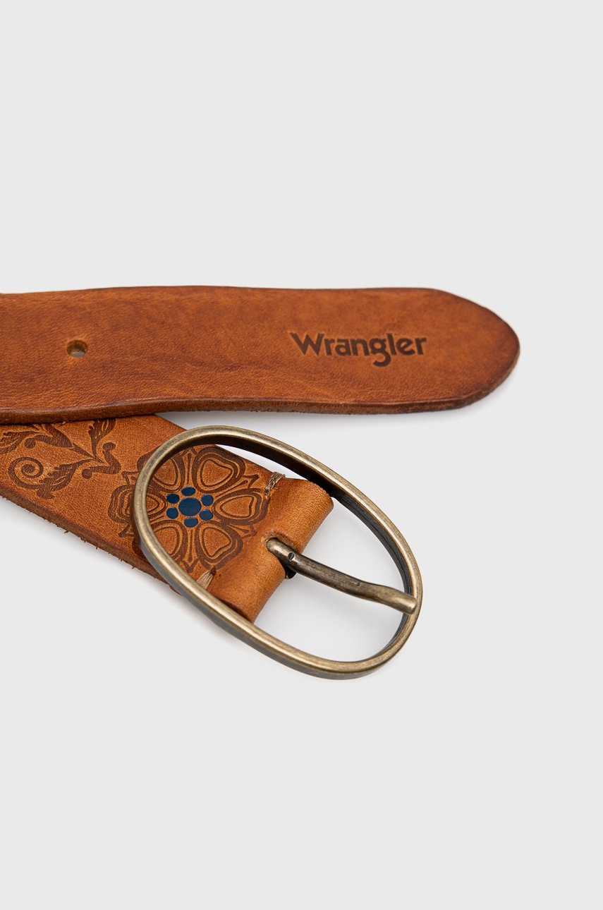 

Шкіряний ремінь Wrangler жіночий колір коричневий