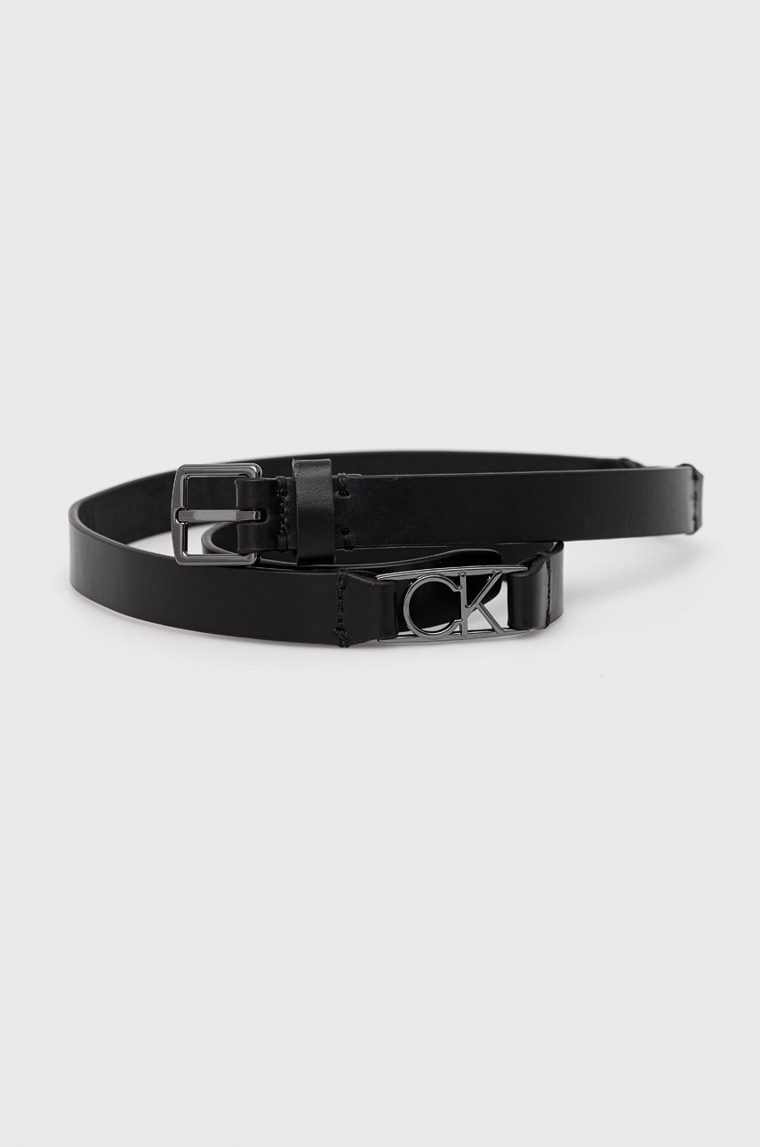 

Кожен колан Calvin Klein дамски в черно, Черен