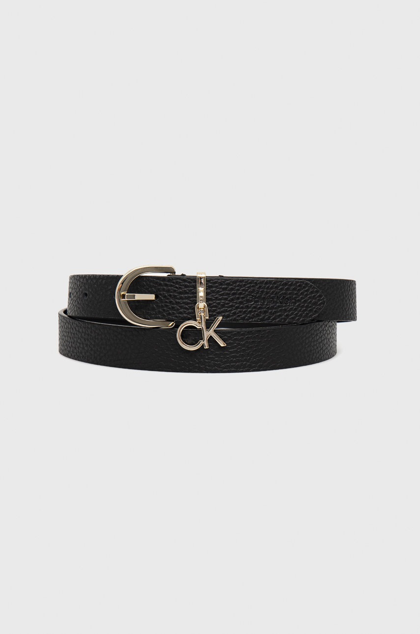 

Кожен колан Calvin Klein дамски в черно, Черен