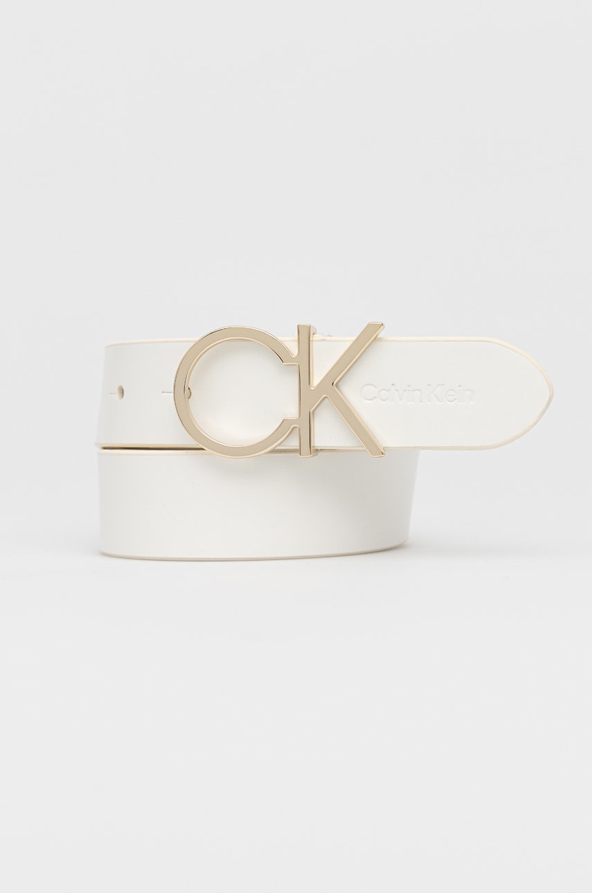 

Кожен колан Calvin Klein дамски в бяло, Бял