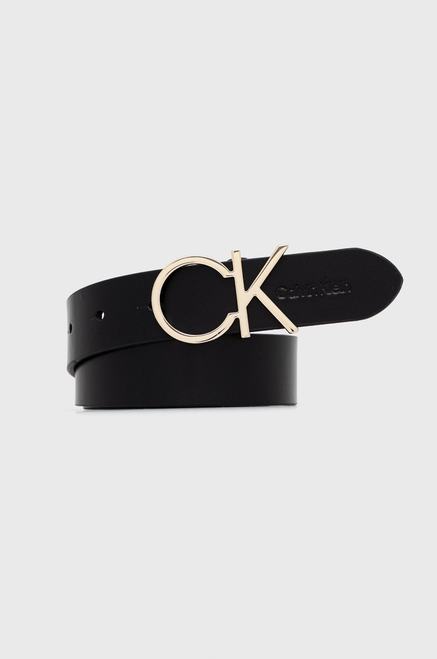

Кожен колан Calvin Klein дамски в черно, Черен