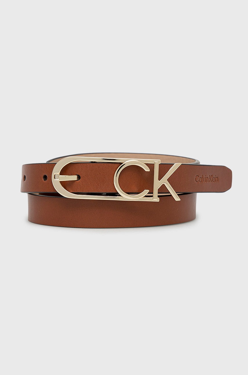 

Кожен колан Calvin Klein дамски в кафяво, Кафяв