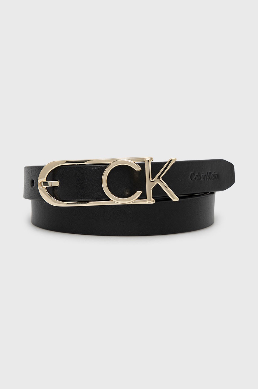 

Кожен колан Calvin Klein дамски в черно, Черен