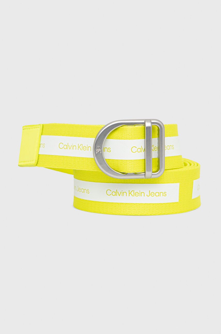 Calvin Klein Jeans pasek damski kolor żółty
