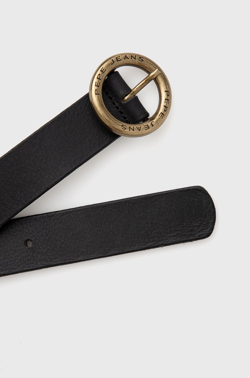

Шкіряний ремінь Pepe Jeans Louise Belt жіночий колір чорний