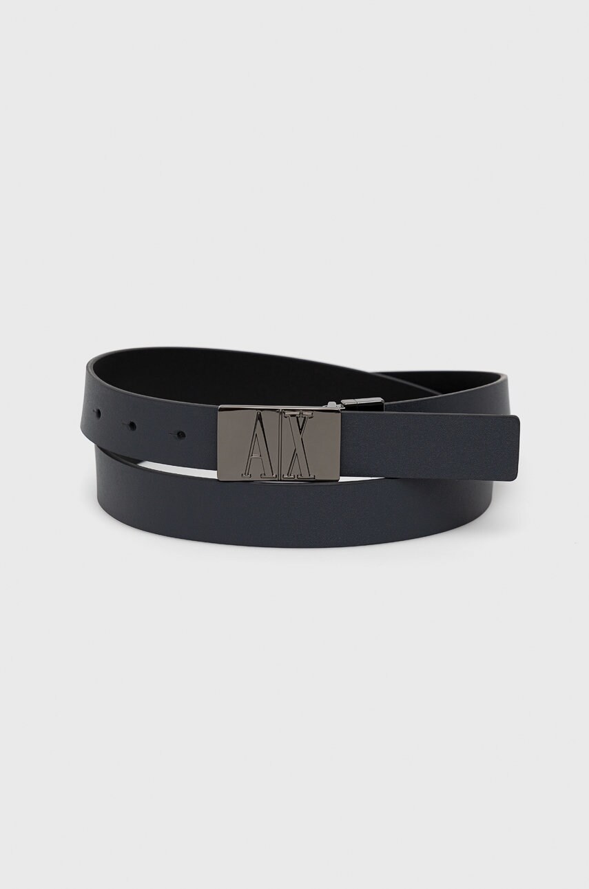 Armani Exchange curea de piele cu doua fete barbati, culoarea verde