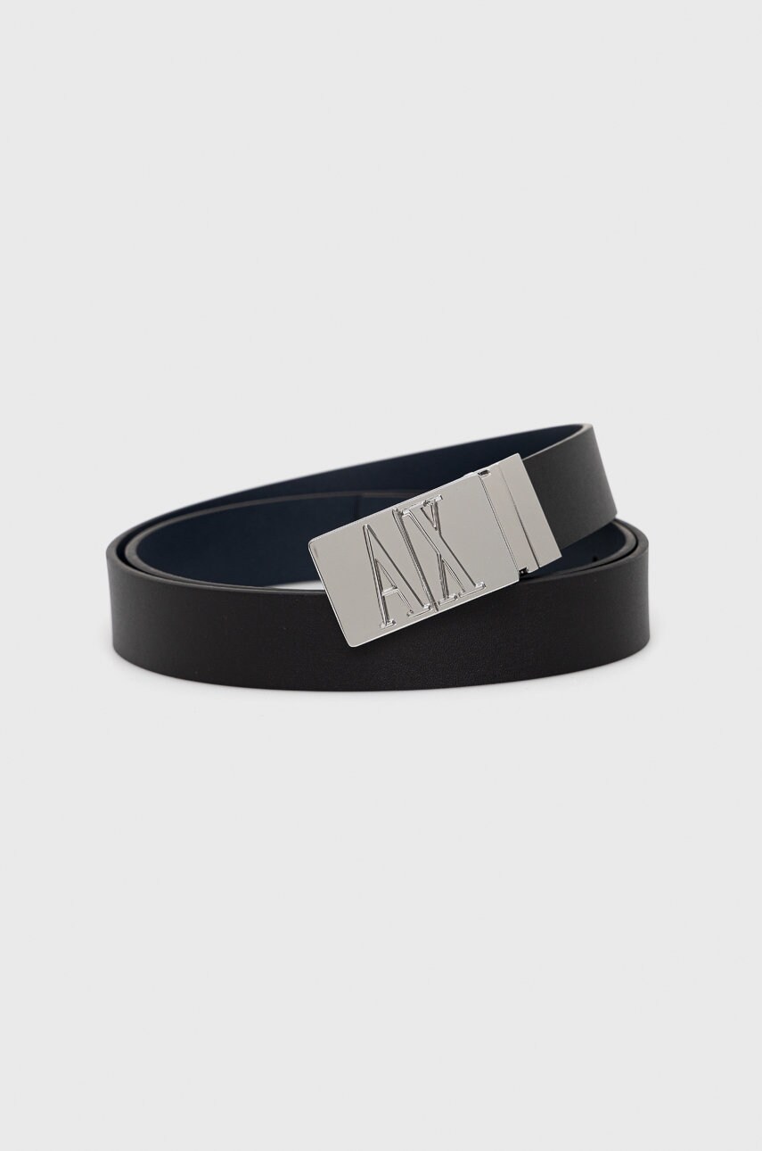 

Двосторонній шкіряний ремінь Armani Exchange чоловічий колір чорний