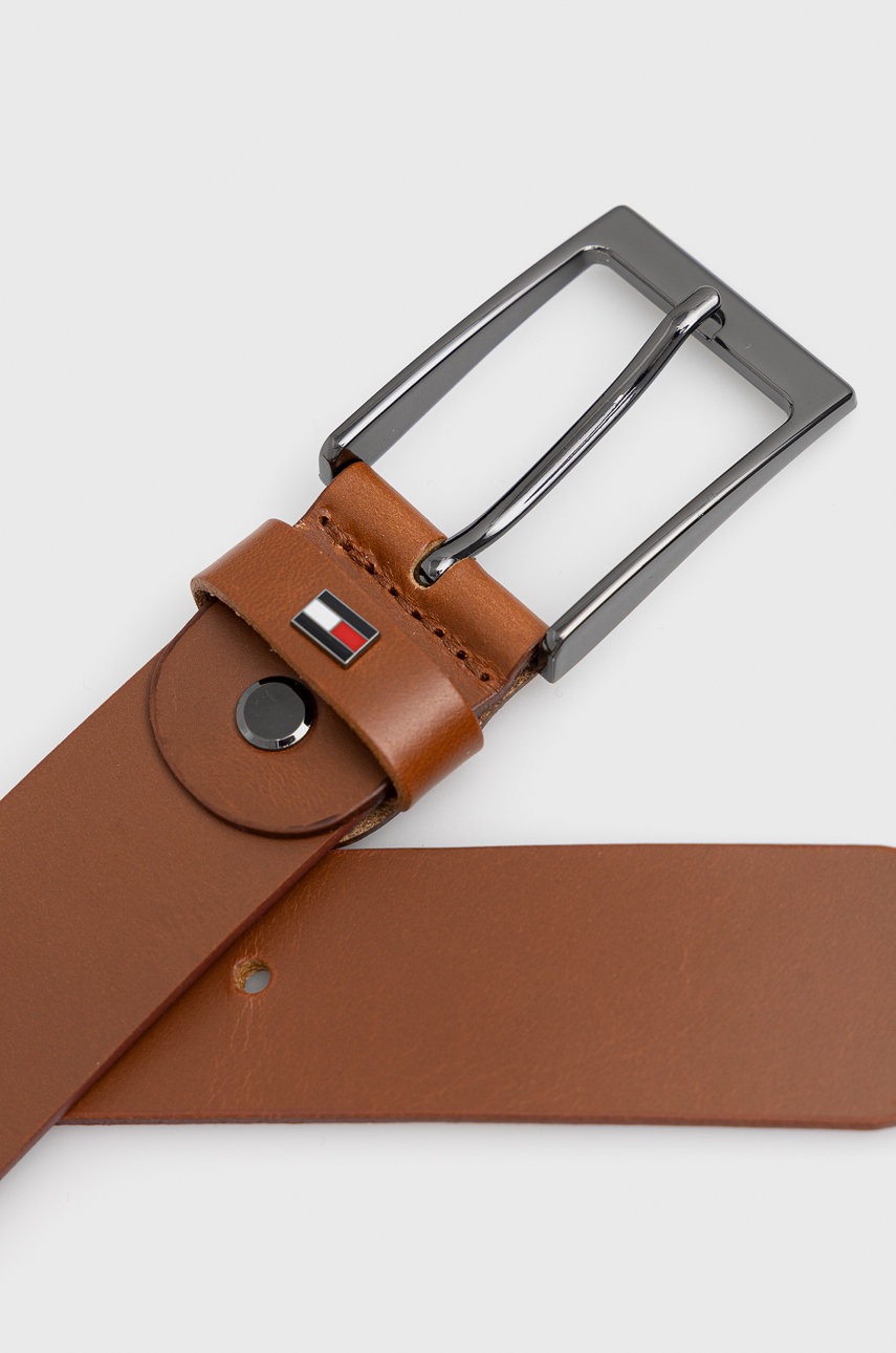 

Шкіряний ремінь Tommy Hilfiger Layton чоловічий колір коричневий