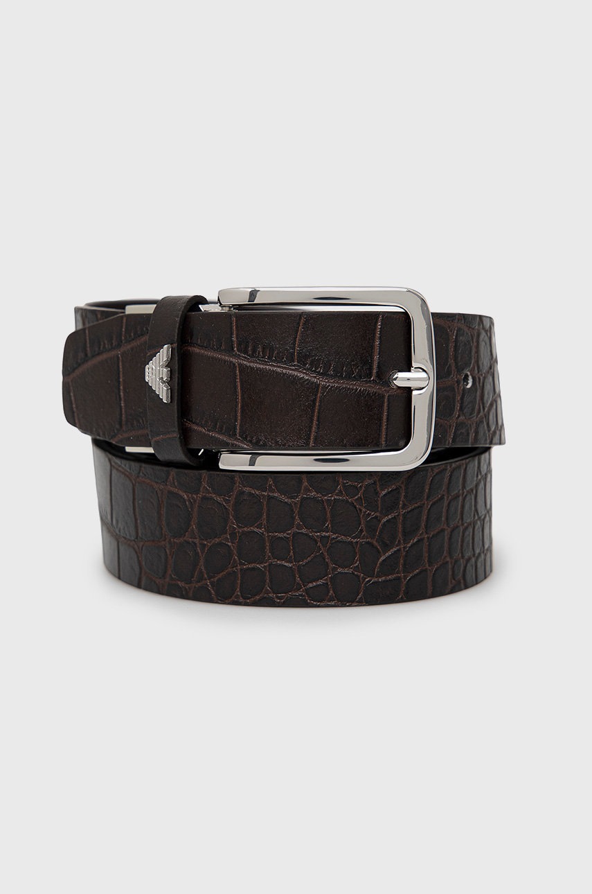 

Кожен колан Emporio Armani мъжки в зелено, Кафяв