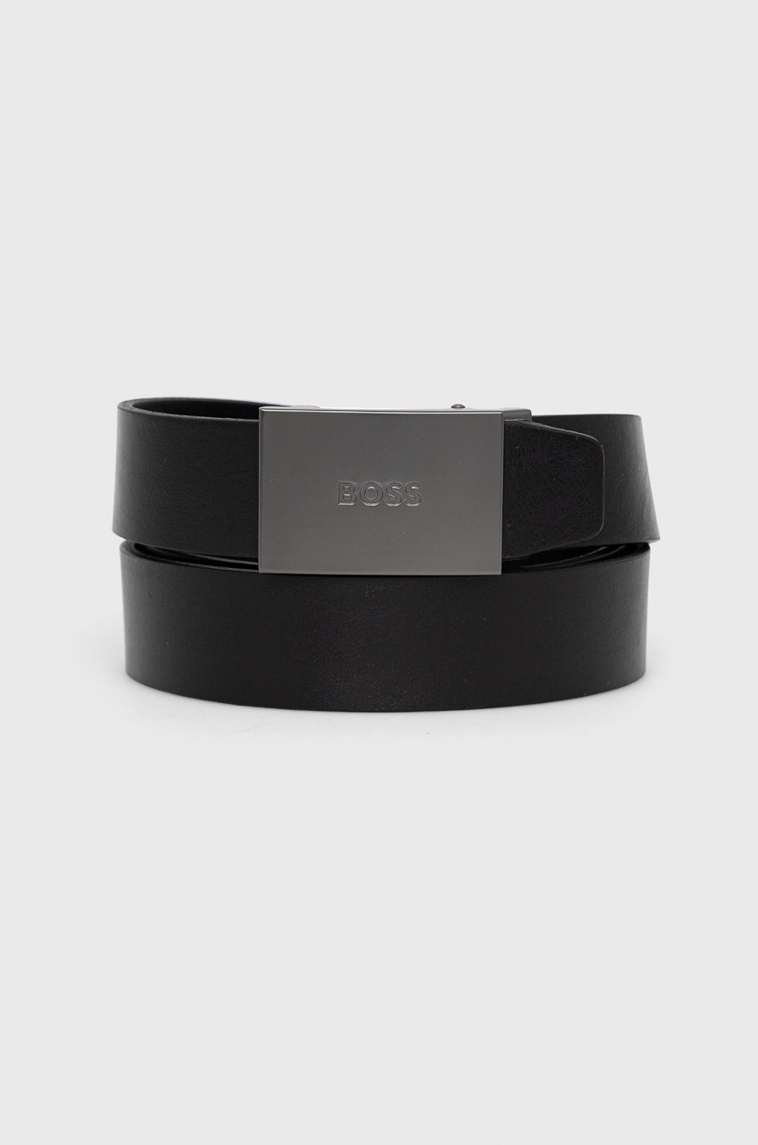 BOSS curea de piele barbati, culoarea negru