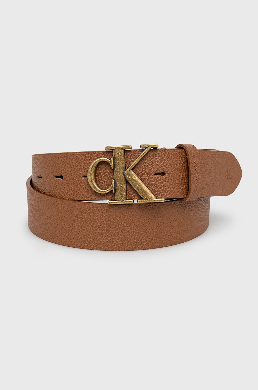 

Кожен колан Calvin Klein Jeans мъжки в кафяво, Кафяв