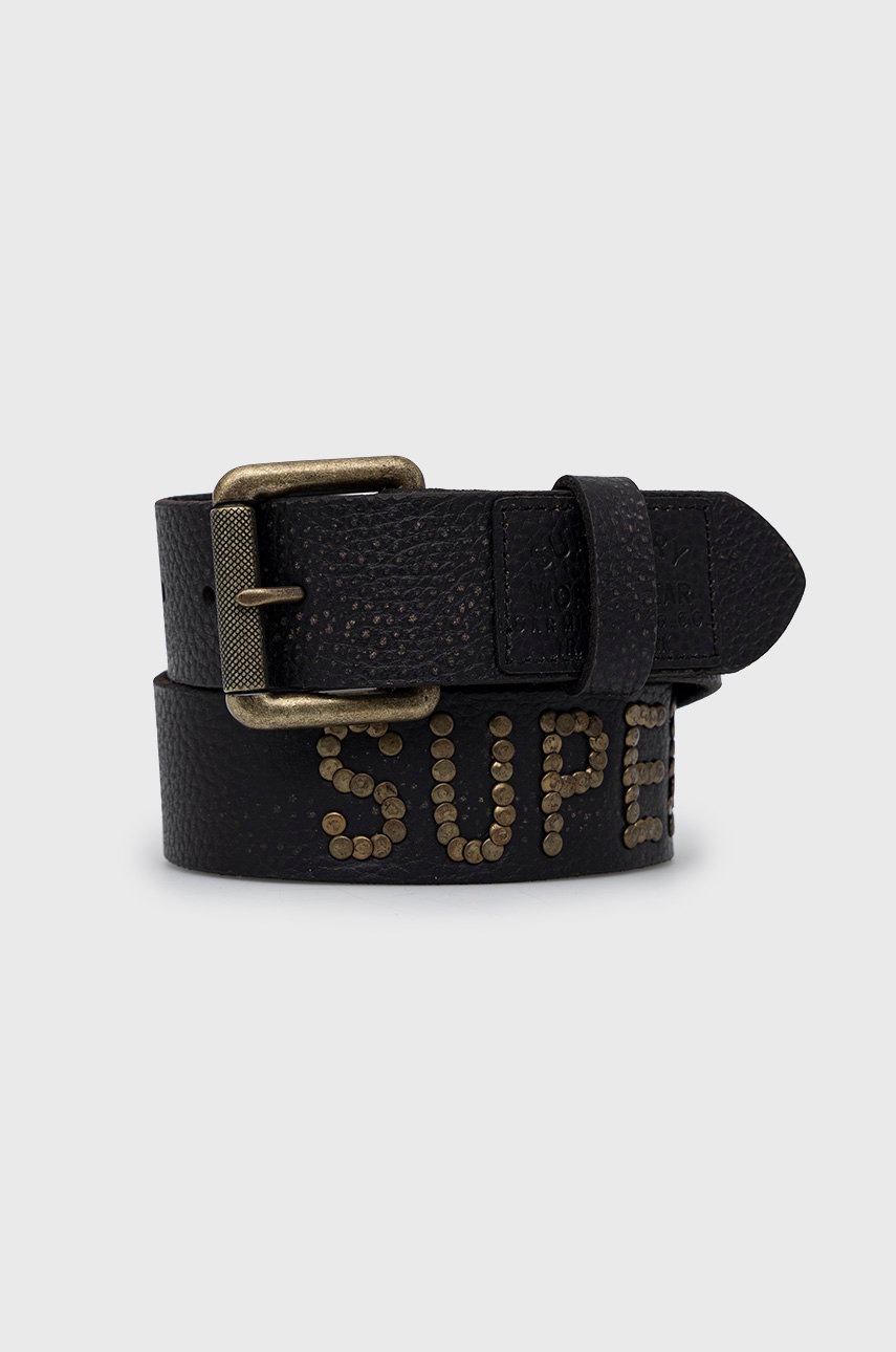 Superdry curea de piele barbati, culoarea negru Superdry curea de piele barbati, culoarea negru answear.ro