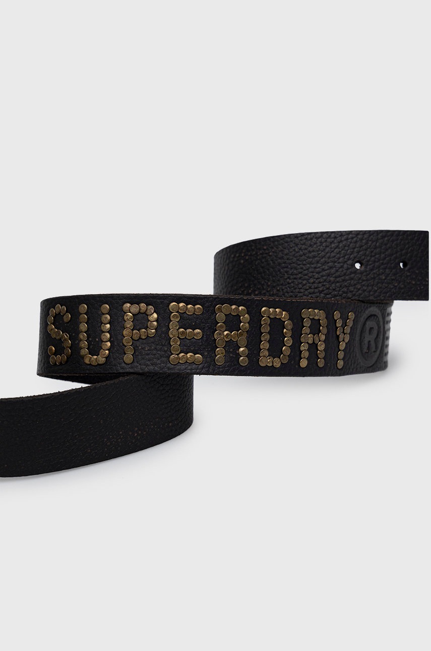 

Кожаный ремень Superdry мужской цвет чёрный