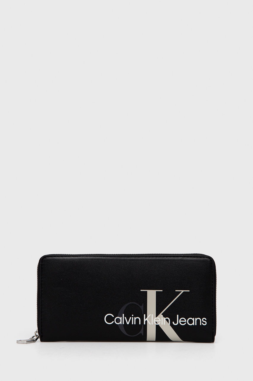 

Портфейл Calvin Klein Jeans дамски в черно, Черен
