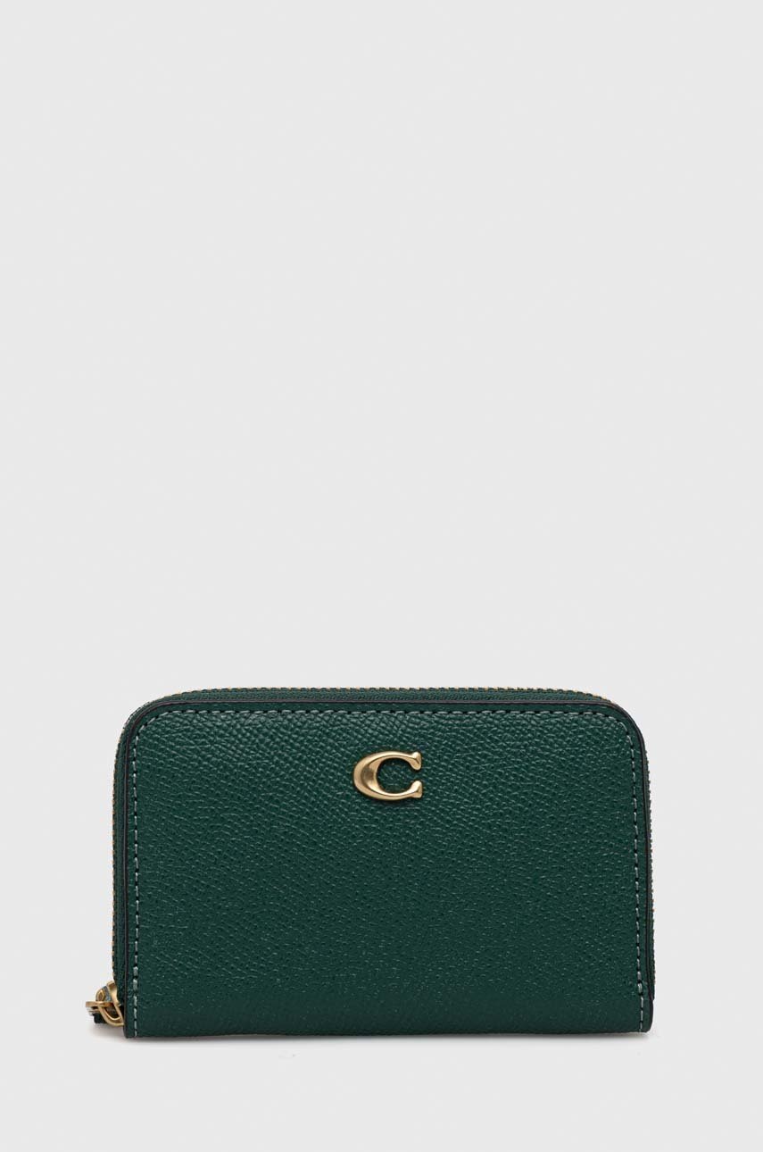 

Кожен калъф за карти Coach дамски в черно, Зелен