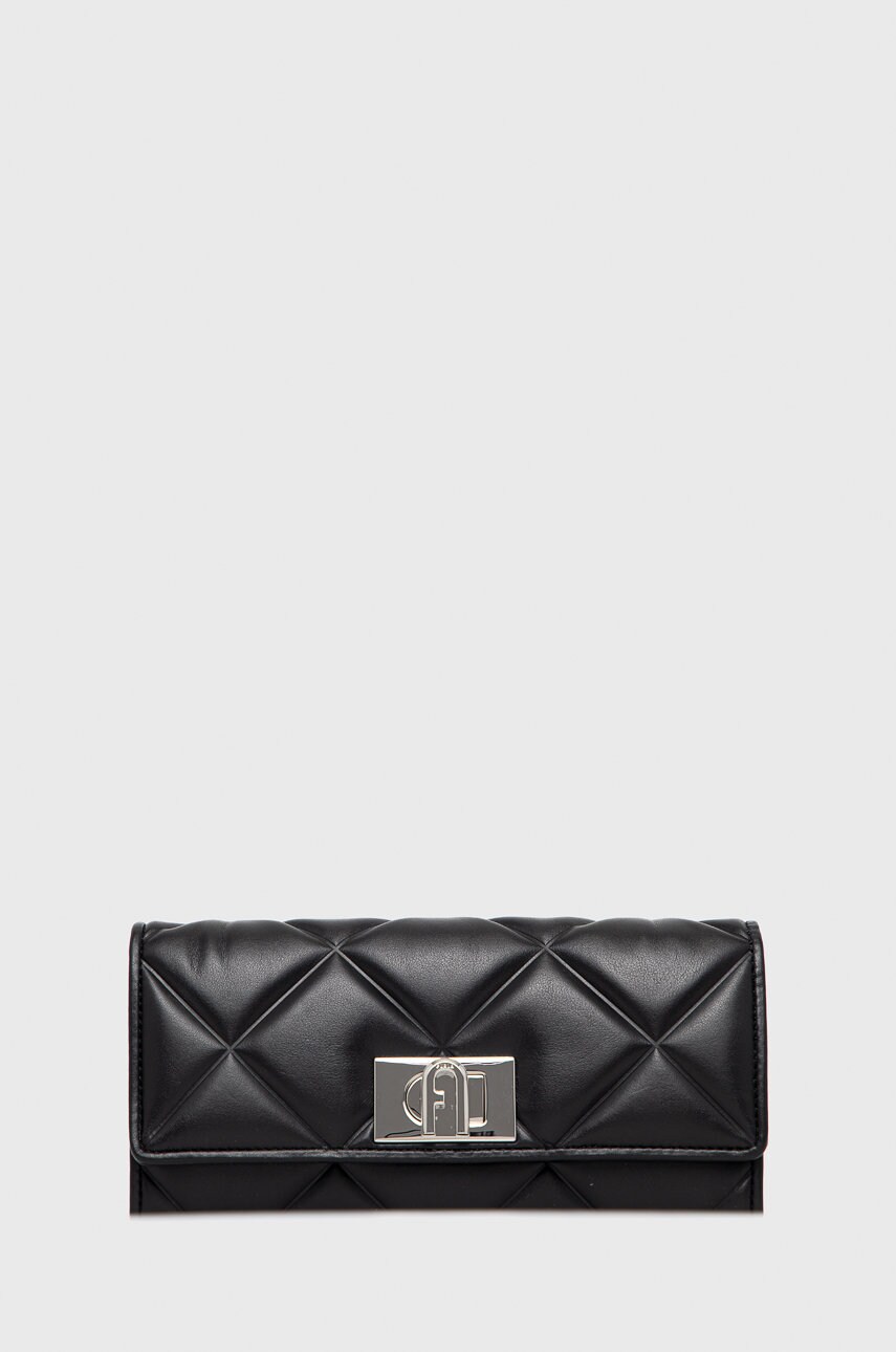 Furla portofel de piele 1927 femei, culoarea negru