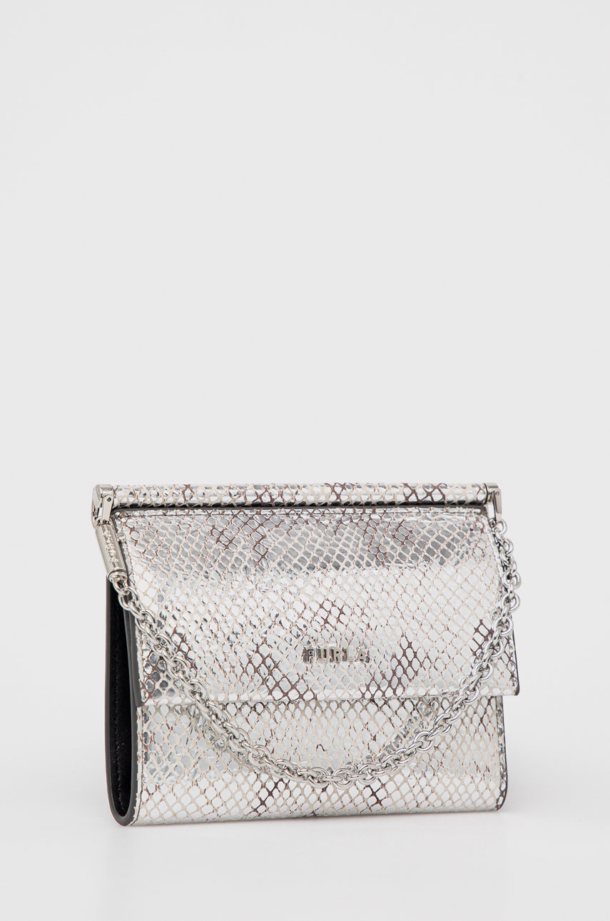 

Кожаный кошелек Furla Ninfa женский цвет серый