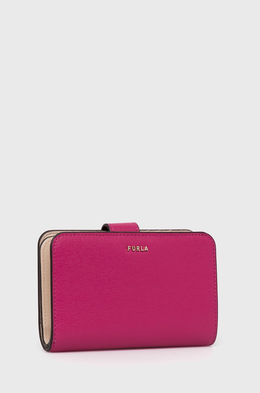

Кожаный кошелек Furla женский цвет розовый