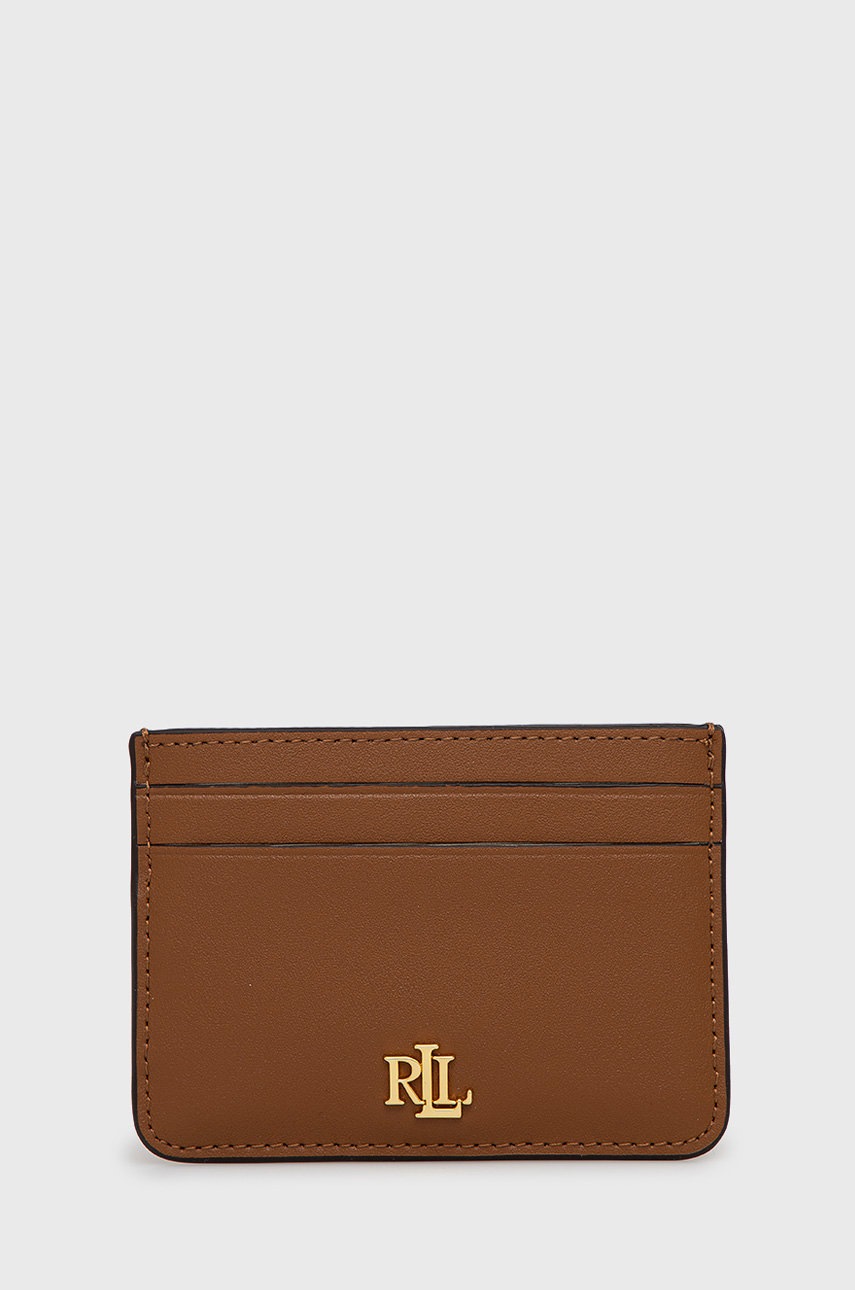

Кожен портфейл Lauren Ralph Lauren дамски в кафяво, Кафяв
