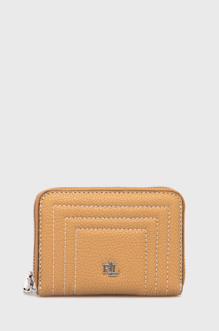 

Шкіряний гаманець Lauren Ralph Lauren жіночий колір коричневий
