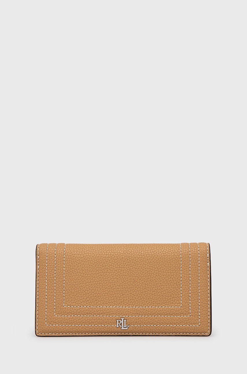 

Кожен портфейл Lauren Ralph Lauren дамски в бежово, Бежов