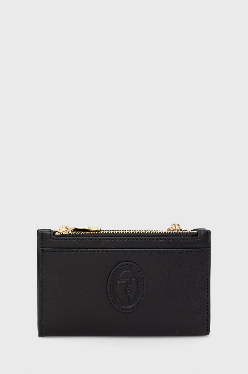 

Кожен портфейл Trussardi дамски в черно, Черен