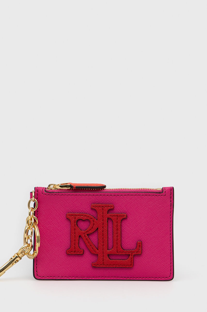 

Кожен портфейл Lauren Ralph Lauren дамски в розово, Розов