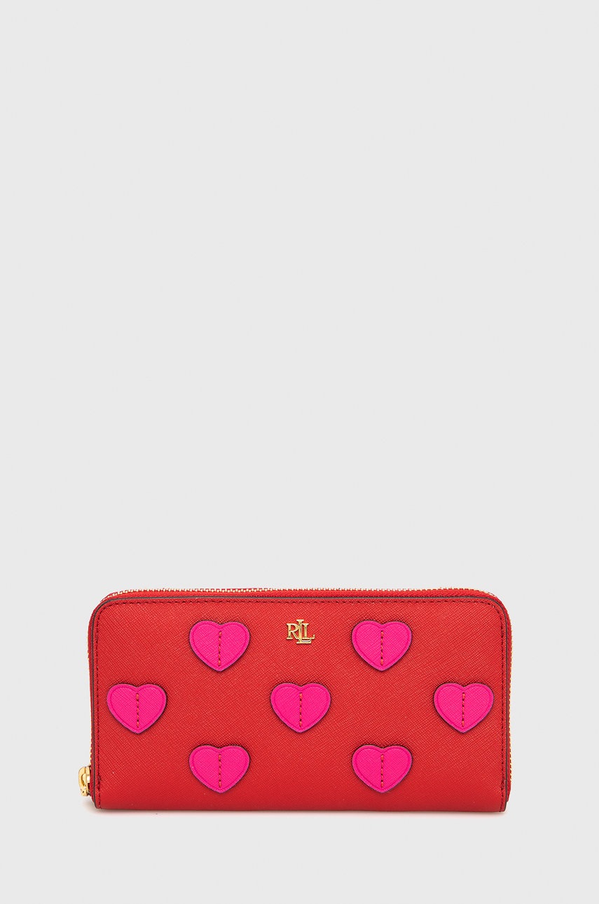 

Кожен портфейл Lauren Ralph Lauren дамски в червено, Червен