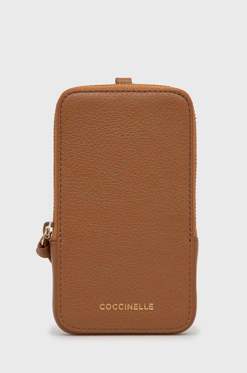 Coccinelle portofel de piele + curea de piele femei, culoarea maro
