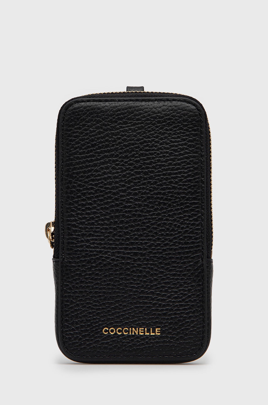 Coccinelle portofel de piele + curea de piele femei, culoarea negru