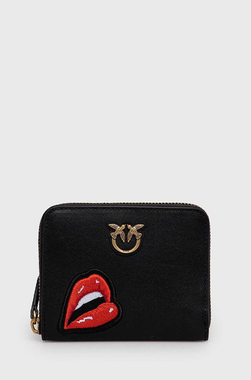 

Кожен портфейл Pinko дамски в черно, Черен